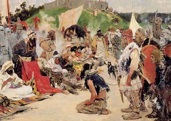 Haggling for Eastern Slaves Oil Painting - Sergei Ivanov