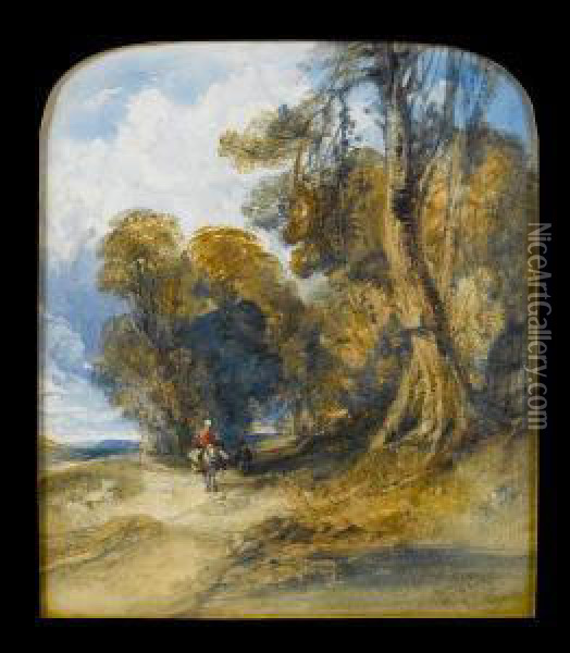 Figures On A Woodland Path Oil Painting - Charles Bentley