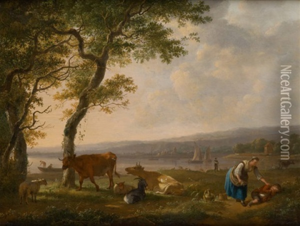 Paysage Anime Avec Riviere Oil Painting - Balthasar Paul Ommeganck