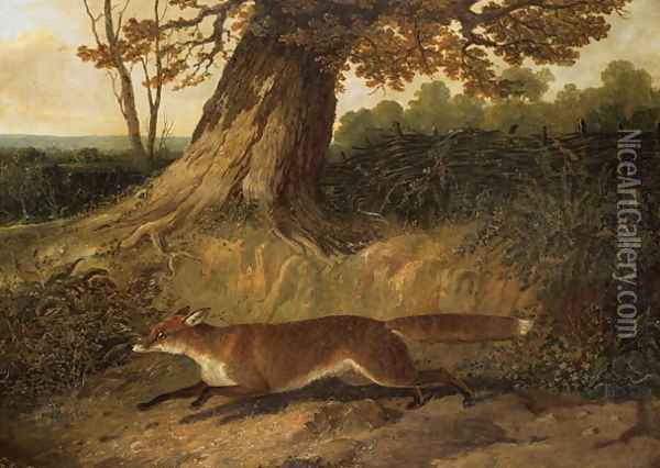 Fox on the run Oil Painting - John Frederick Herring Snr