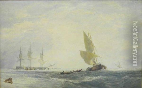 Seascape With Shipping Oil Painting - George Chambers