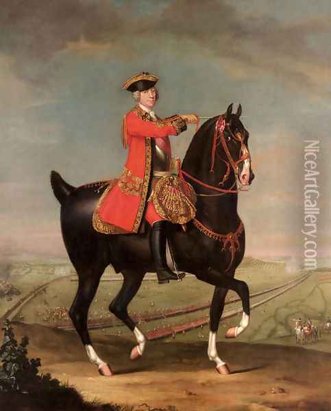 Equestrian Portrait of Field Marshal Sir Jean Louis Ligonier, 1st Earl Ligonier (1705-1770) Oil Painting - Daniel Morier