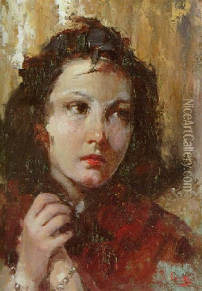 A Pensive Beauty Oil Painting - Vincenzo Irolli