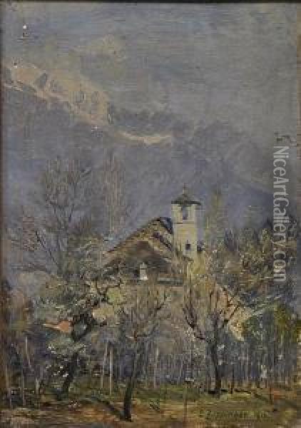 Blick Auf Tessiner Dorf Oil Painting - Ernst Theodor Zuppinger