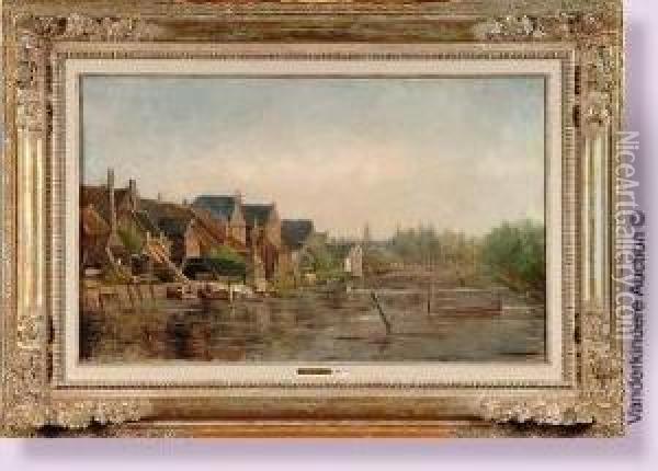 Coin De Flandre Au Canal Oil Painting - Joseph Van Genegen