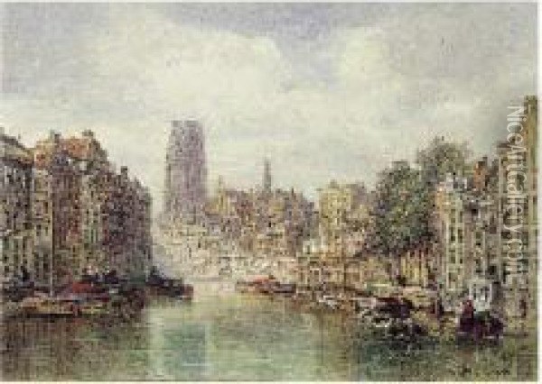Vue Presumee De Dordrecht Oil Painting - Pierre Justin Ouvrie