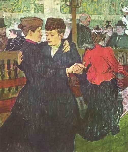 Two Women Dancing At The Moulin Rouge Oil Painting - Henri De Toulouse-Lautrec