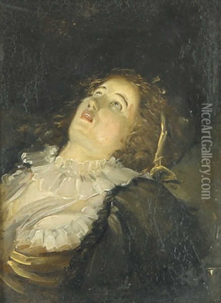 Petit Tete De Femme (jeune Femme Evanouie) Oil Painting - Philibert Louis Debucourt
