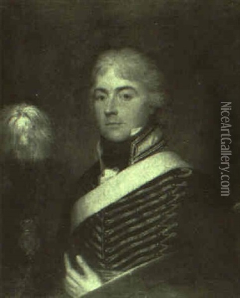 Portrait Of Colonel John George Dalhousie Taylor In Hussar Uniform Oil Painting - Lemuel Francis Abbott