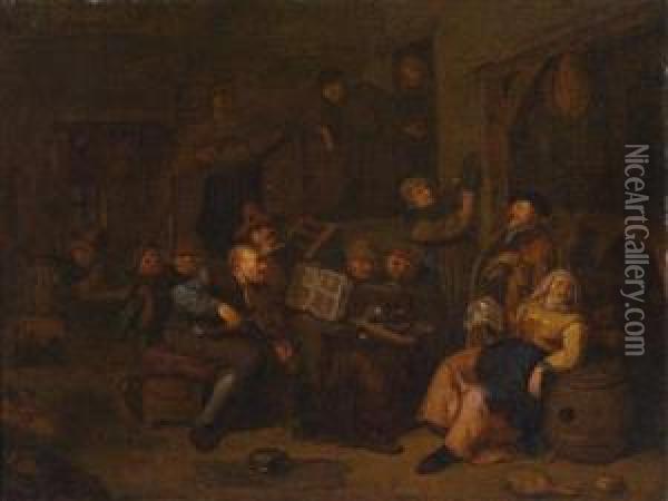 Rustic Interior Oil Painting - Egbert Jaspersz. van, the Elder Heemskerck
