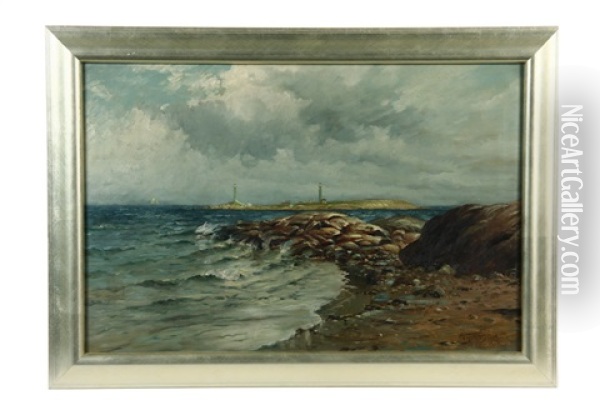 Twin Lights, Cape Ann, Mass Oil Painting - Gilbert Tucker Margeson