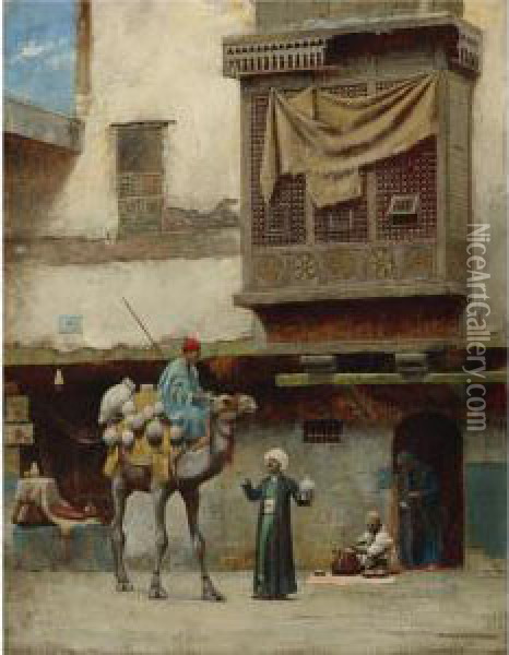 The Pottery Seller In Old City Cairo Oil Painting - Charles Sprague Pearce