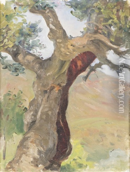 Tree Trunk Oil Painting - Venny Soldan-Brofeldt