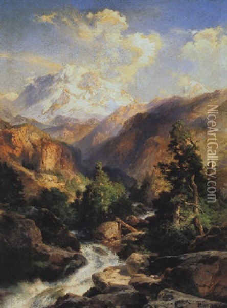 Mount Moran, Teton Range Oil Painting - Thomas Moran