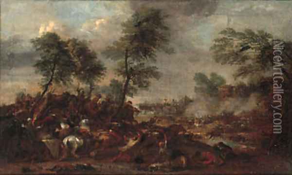 A cavalry skirmish 2 Oil Painting - Karel Bredael