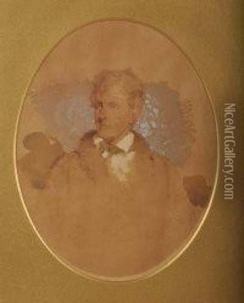 Oval Portrait Of The Late Sir James Stuart Of Allanbank Oil Painting - Kenneth Macleay
