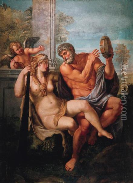 Hercules And Omphale Oil Painting - Annibale Carracci