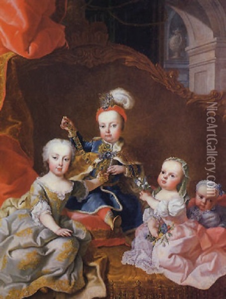 Principini De Casa D'austria In Un Interno Di Palazzo Reale Oil Painting - Martin van Meytens the Younger