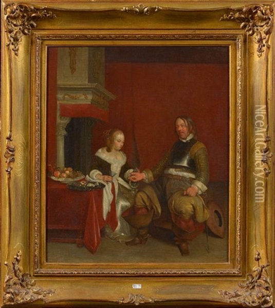 Le Galant Militaire Oil Painting - Gerard ter Borch the Younger