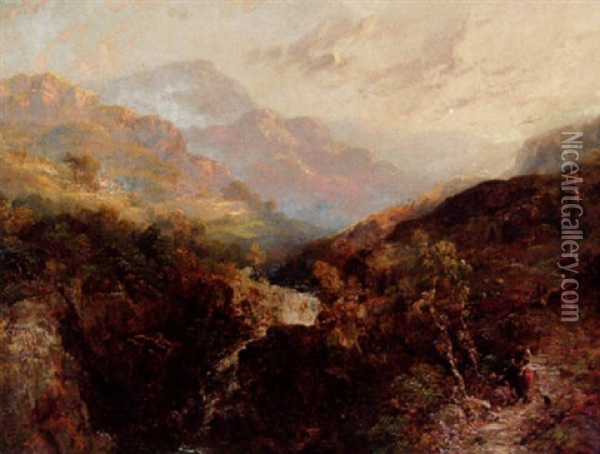Bergslandskap, Italien Oil Painting - Alfred William Hunt