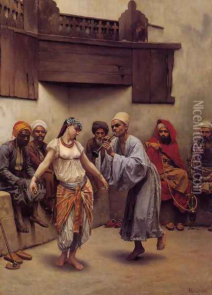 Dancing in a Cafe in Cairo Oil Painting - Jacques Baugnies