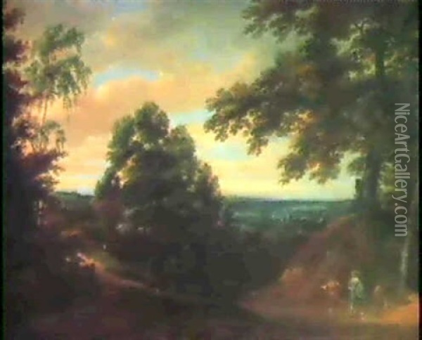 Bewaldete Hugellandschaft Mit Jagern Oil Painting - Jacques d' Arthois