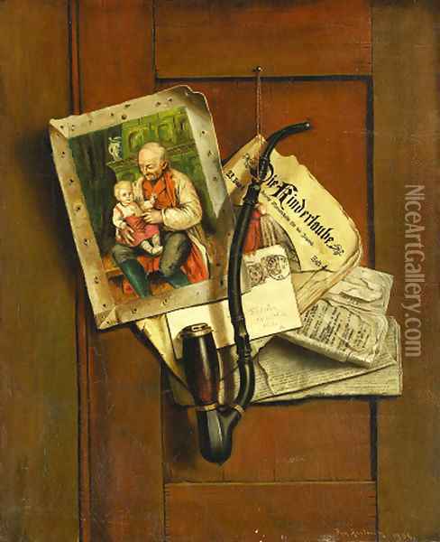Pipe and Newspapers Oil Painting - Ben Austrian