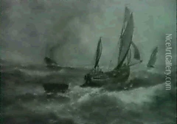 Wind And Rain Off Sheerness Oil Painting - Thomas Rose Miles