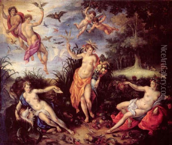 Allegori Antagelig Over De Fire Elementer Oil Painting - Hendrik van Balen the Elder