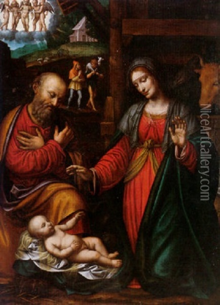 The Nativity Oil Painting - Bernardino Luini