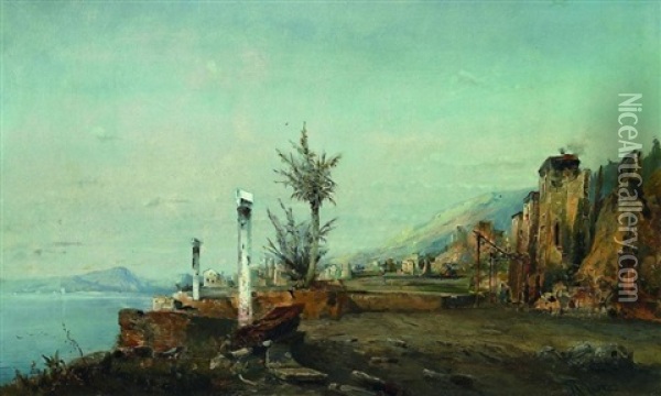 Italienische Kustenlandschaft Bei Pompeji Oil Painting - Robert Alott