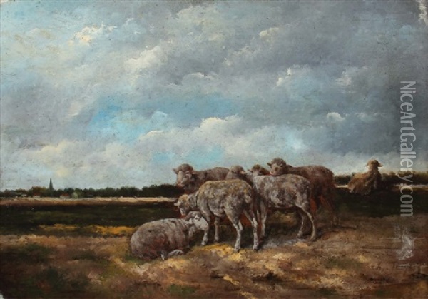 Schafe Auf Der Weide Oil Painting - Charles Emile Jacque