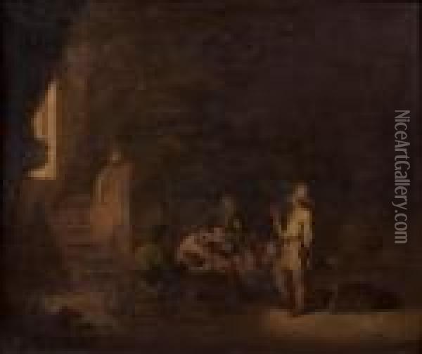 Les Buveurs Dans Une Auberge Oil Painting - Joos van Craesbeeck