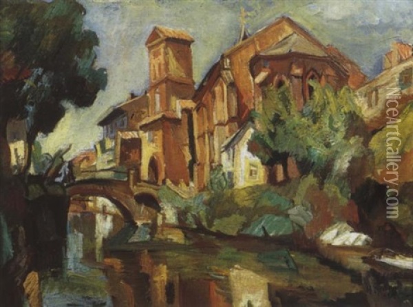 L'eglise De Saint-jean-pied-de-port Oil Painting - Henri Epstein