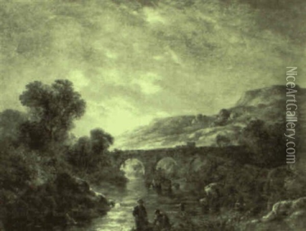 River Landscape Oil Painting - Richard H. Hilder
