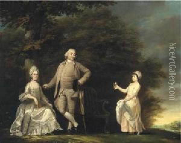 Group Portrait Of The Hussey Family Oil Painting - Benjamin Wilson