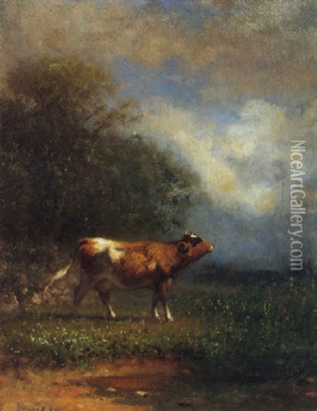 Landscape With A Cow Oil Painting - James McDougal Hart