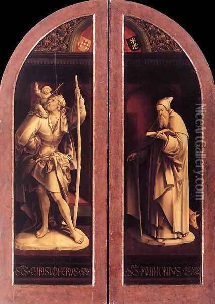 Sts Christopher and Anthony 2 Oil Painting - Jacob Cornelisz Van Oostsanen