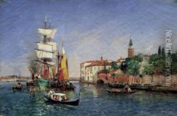 Vue De Venise Oil Painting - Gaston-Marie-Anatole Roullet