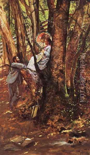 In Wildwood Glen (Sauselito) 1875 Oil Painting - Jules Tavernier