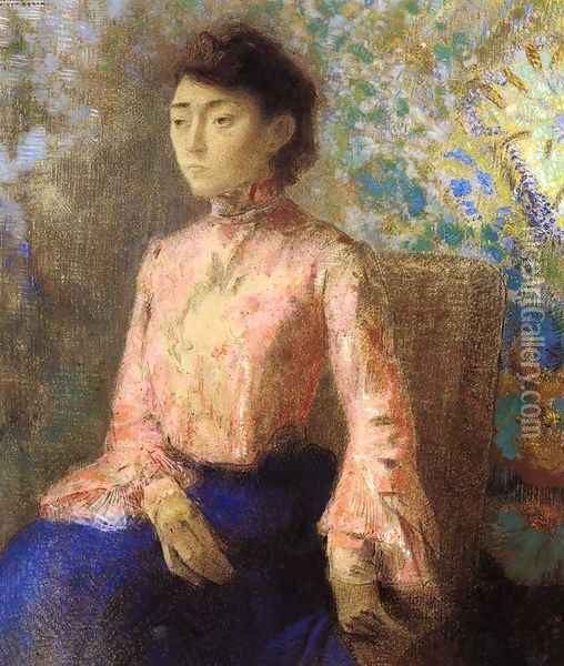 Portrait Of Jeanne Chaine Oil Painting - Odilon Redon