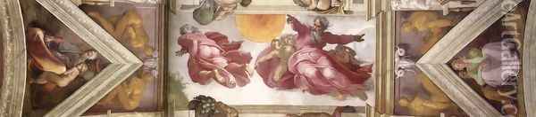 The eighth bay of the ceiling 1508-12 Oil Painting - Michelangelo Buonarroti