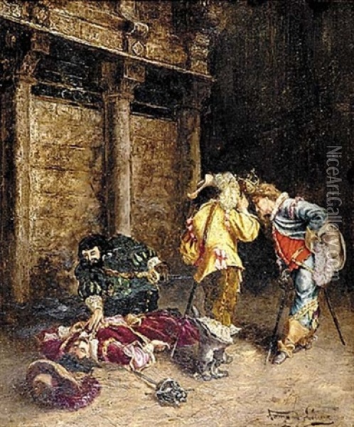 Dueling Scene Oil Painting - Armand Hubert Simon Leleux