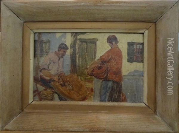 Deux Hommes Travaillant Oil Painting - Louis Floutier