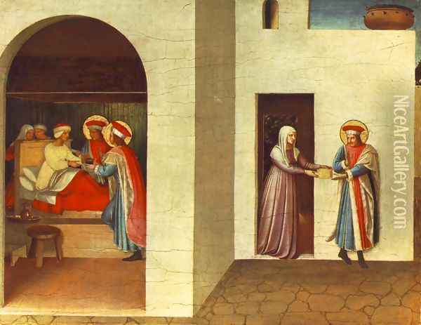 The Healing of Palladia by Saint Cosmas and Saint Damian Oil Painting - Fra Angelico (Guido di Pietro)