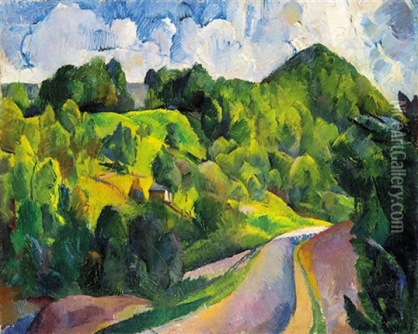 View Of Baia Sprie Oil Painting - Vilmos Aba-Novak