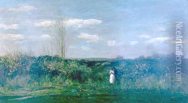 Spring Landscape, Le printemps Oil Painting - Charles-Francois Daubigny