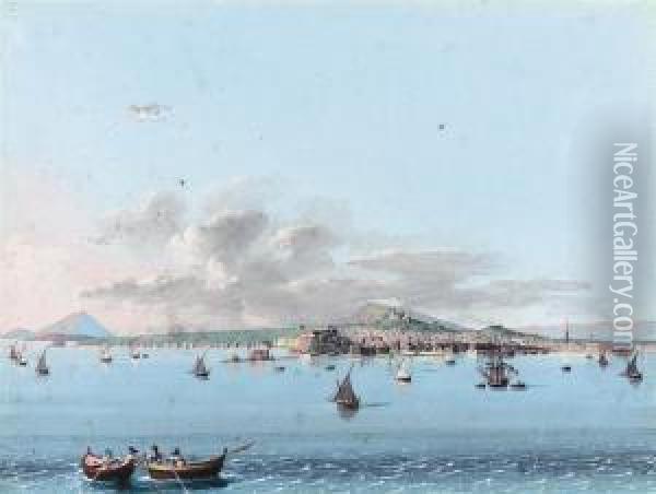 Fishing On The Bay, Portici Beyond Oil Painting - Gioacchino La Pira