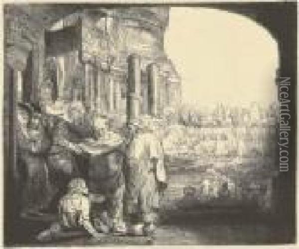 Saints Peter And John Healing The Cripple At The Gate Of The Temple Oil Painting - Rembrandt Van Rijn
