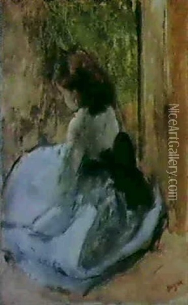 Fillette En Robe Blanche Oil Painting - Edgar Degas
